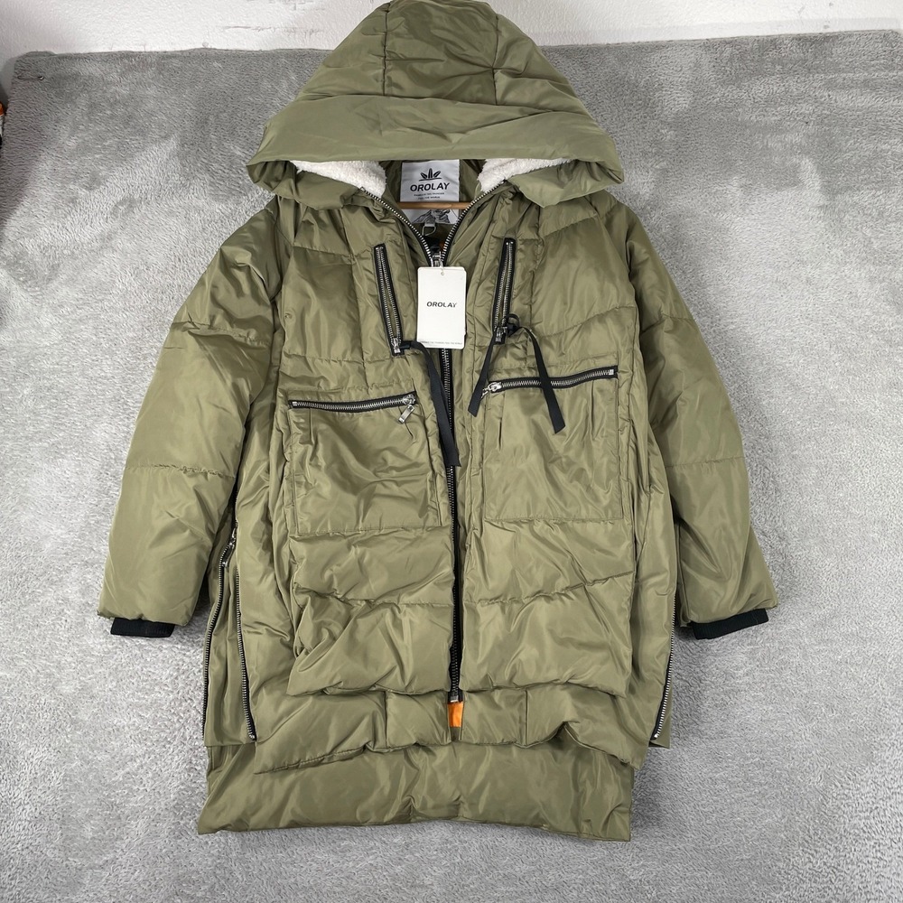 Orolay Thickened Down Jacket Womens 2XS Green Amazon Coat Puffer Utility Winter